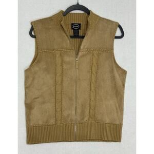 Designers Originals size Medium Women’s Tan Suede Leather Sweater Vest Boho VTG